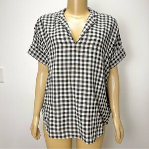 Madewell Black‎ and White Gingham Short Sleeve Blouse Size Medium